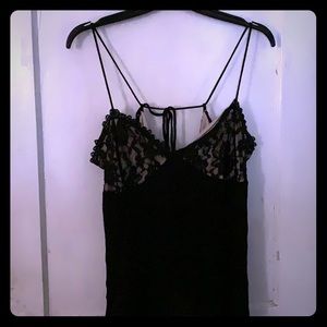 Black and Tan lace tank top with tie back.